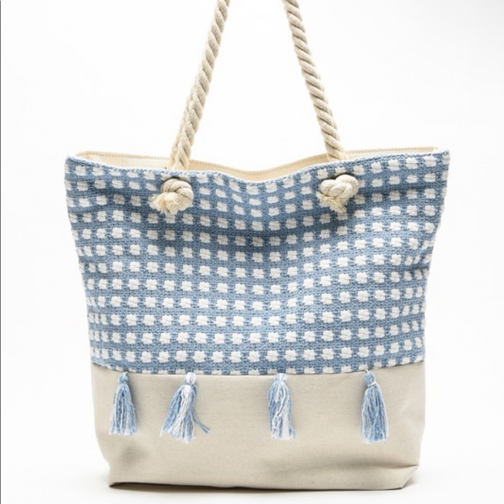 Picnic Blue Tassel Essential Tote Bag